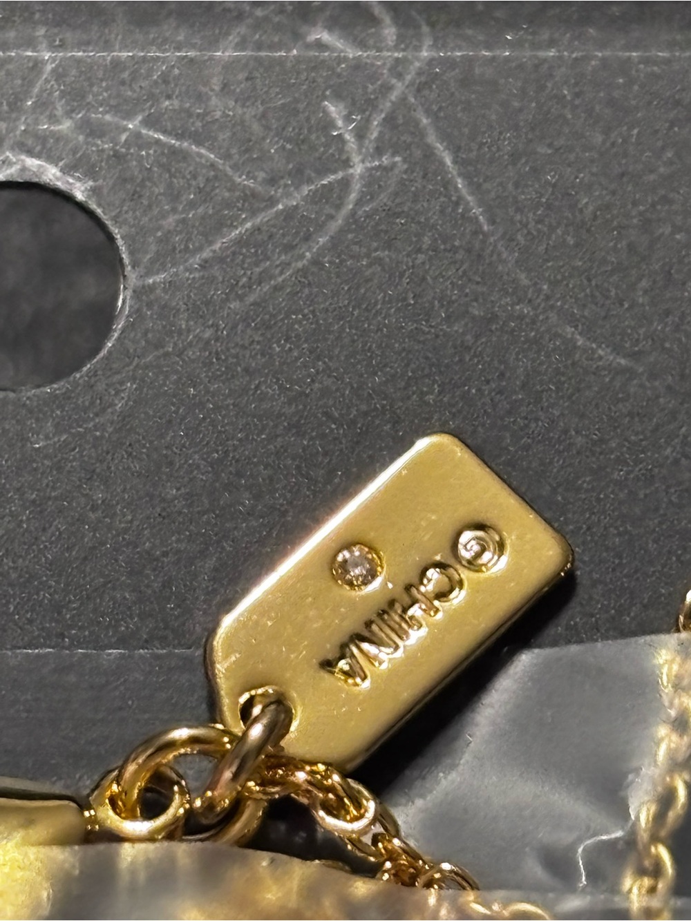 Coach Gold Crystal 'C' Logo Pendant Necklace - Picture 2 of 8